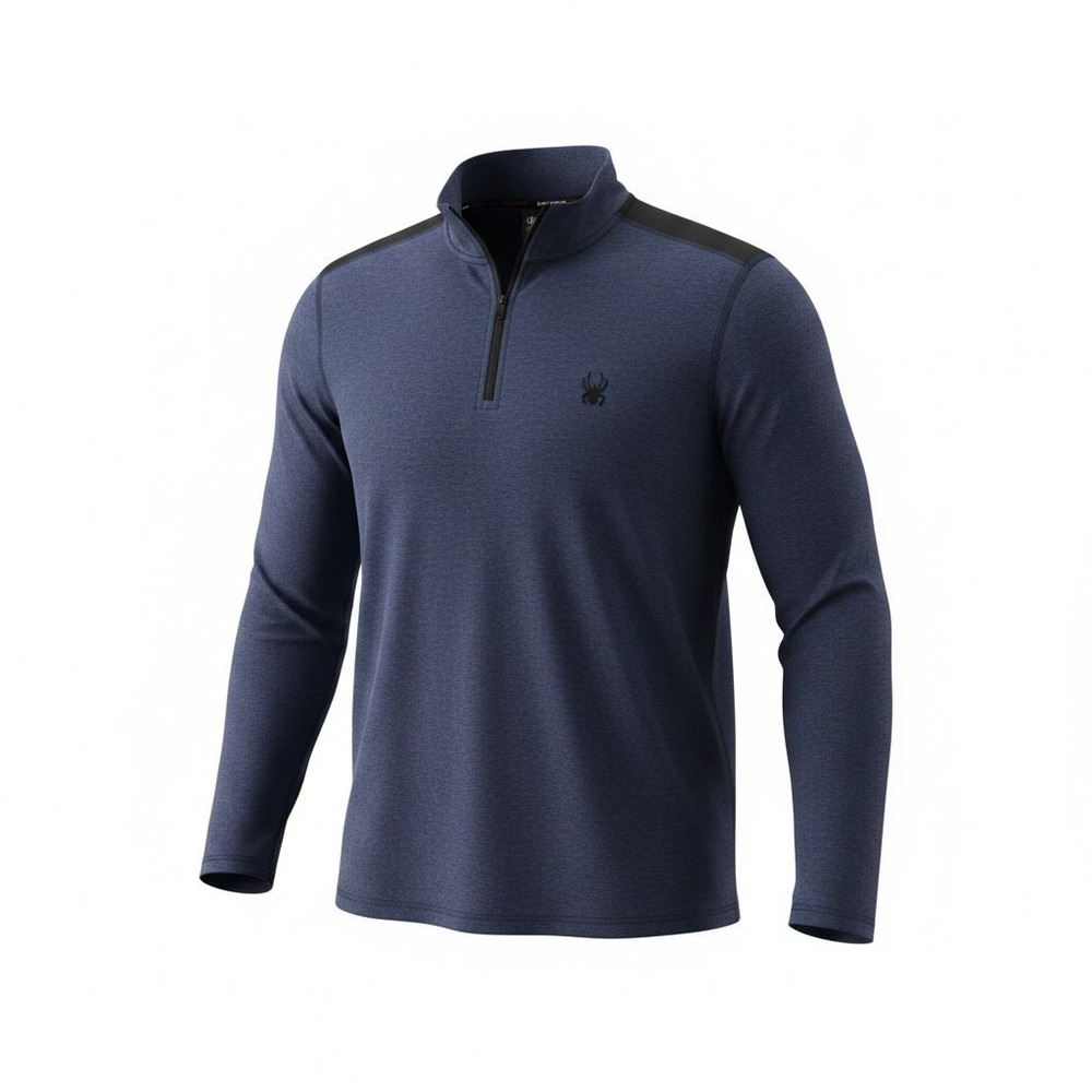 Spyder Core Sweater 1/4 Zip Mens 2XL‎ Indigo Blue Mid Weight Euc Active